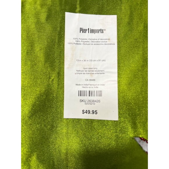 Pier 1 Imports Beaded Poinsettia Table Runner 13" X 36"  Polyester - Picture 7 of 9